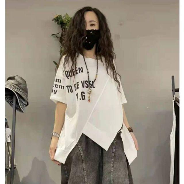 

Летняя уличная одежда с буквенным принтом, нерегулярные футболки на молнии, женские свободные повседневные универсальные пуловеры с круглым вырезом, женская футболка S белый