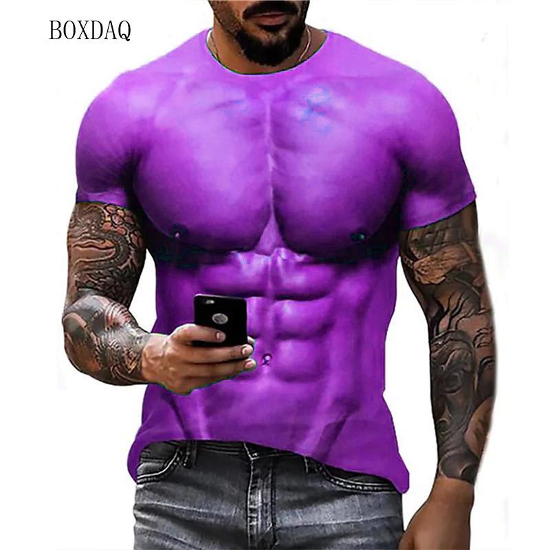Green Muscle Graphic Men's T-shirts Short Sleeve Fitness Workout Sports Casual Tops Summer 3D Printed Street Style Man Tees