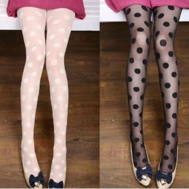 2 Pairs Women Tights Lingerie Ultra Thin Thigh High Stocking Pantyhose Female Hosiery Body Stocking Summer Polka Dot Pantyhose