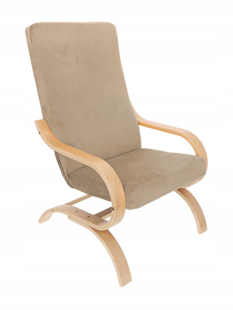 Finka Armchair Cover Beige Cappuccino Elastic Velvet [21Fd]