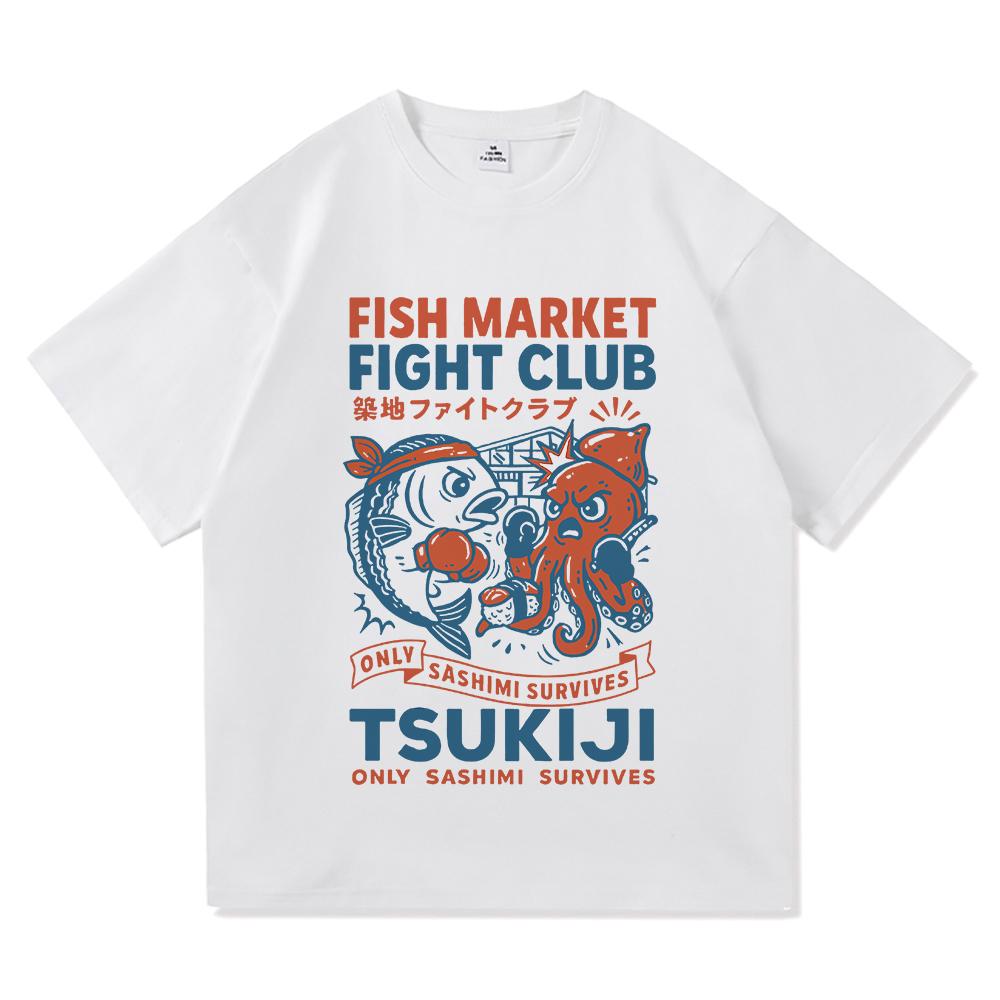 Funny Fish Market Fight Club T Shirt 2025 Fashion Men/women Clothing Vintage Harajuku High Quality Clothes Cotton Tshirts