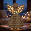 Advent Calendar for Candy Wooden Angel Christmas with 24 Storage Drawers Countdown Holiday to Tabletop Decoration Winter Party Favors LED Lighted
