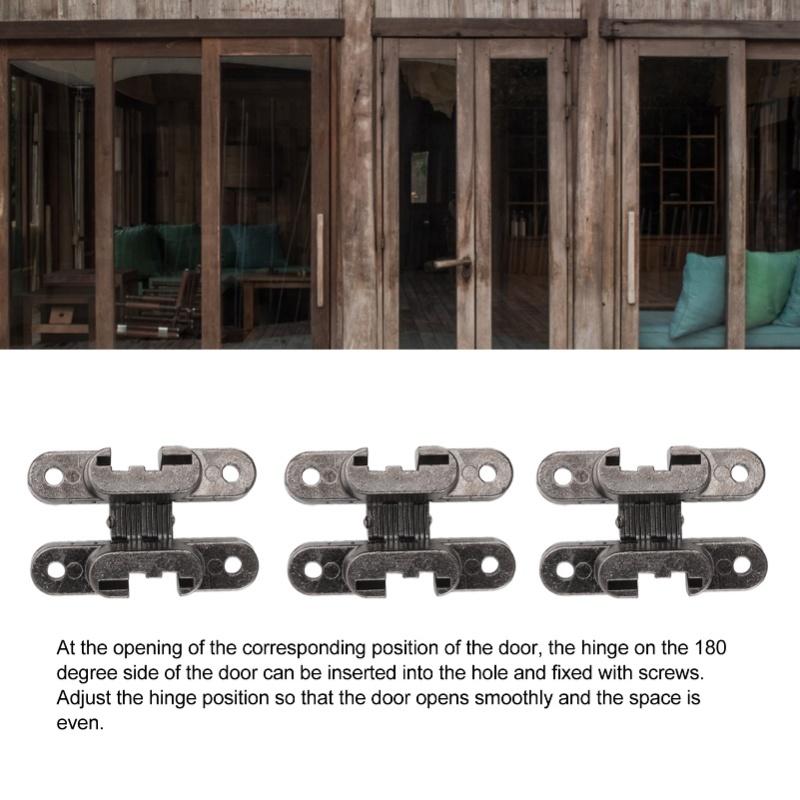 3 Pcs 43mm Mini Door Lock Hinges Invisible 180 Degree Zinc Alloy Cross Hinge For Cabinet Jewel Box