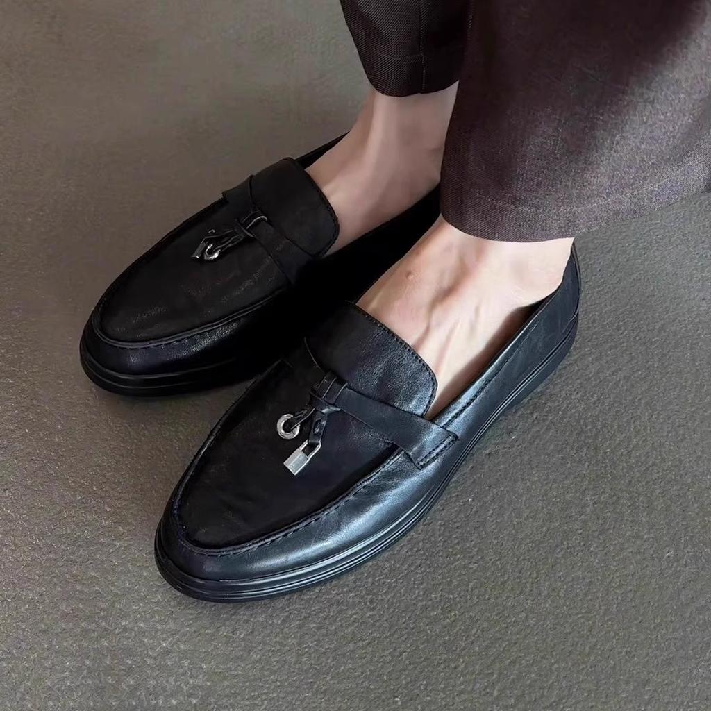 Sheepskin Version~ 2025 New Retro Versatile One-pedal Round Head Lock Not Tired Feet Lazy Casual Small Leather Shoes Women