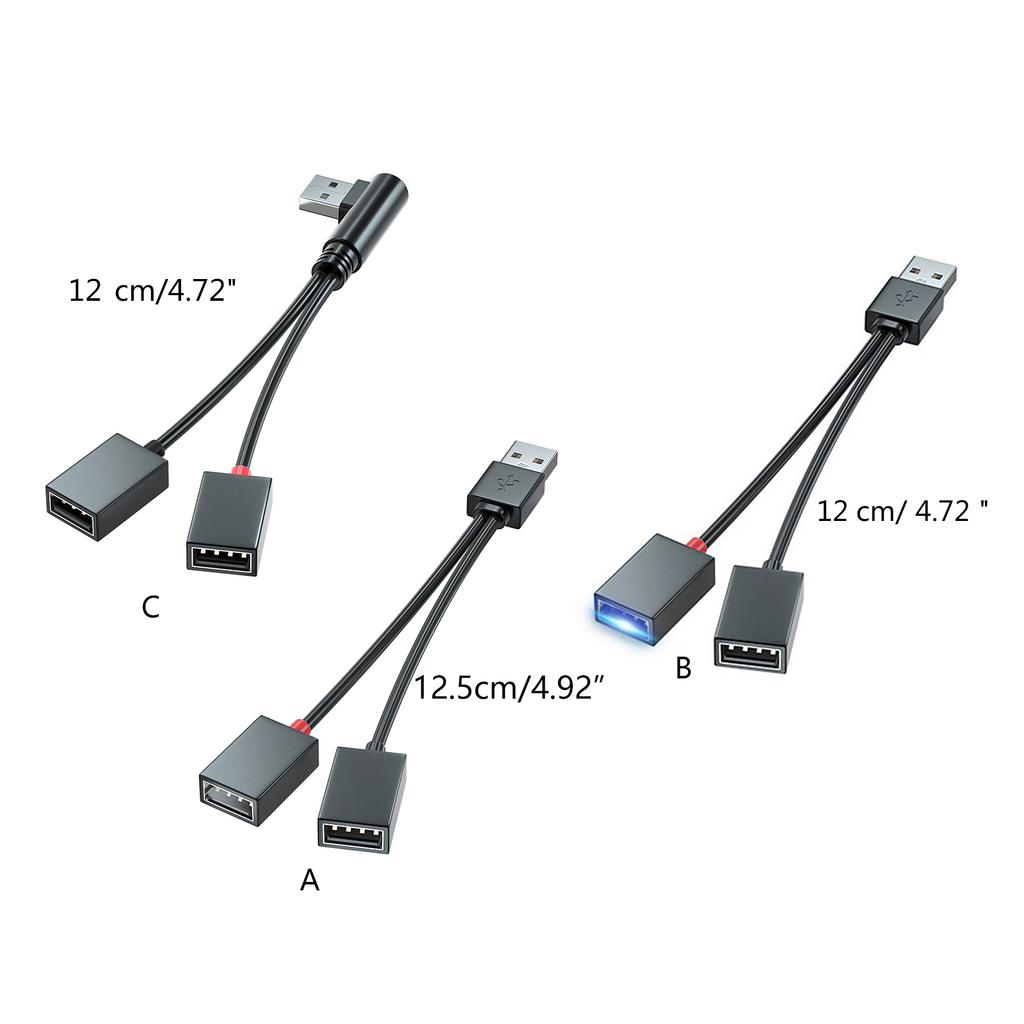 Multifunktionales USB-Splitterkabel für Auto, Schule, Büro USB Stecker auf Buchse Stromkabel Mehrere Schnittstellen 15cm/12cm
