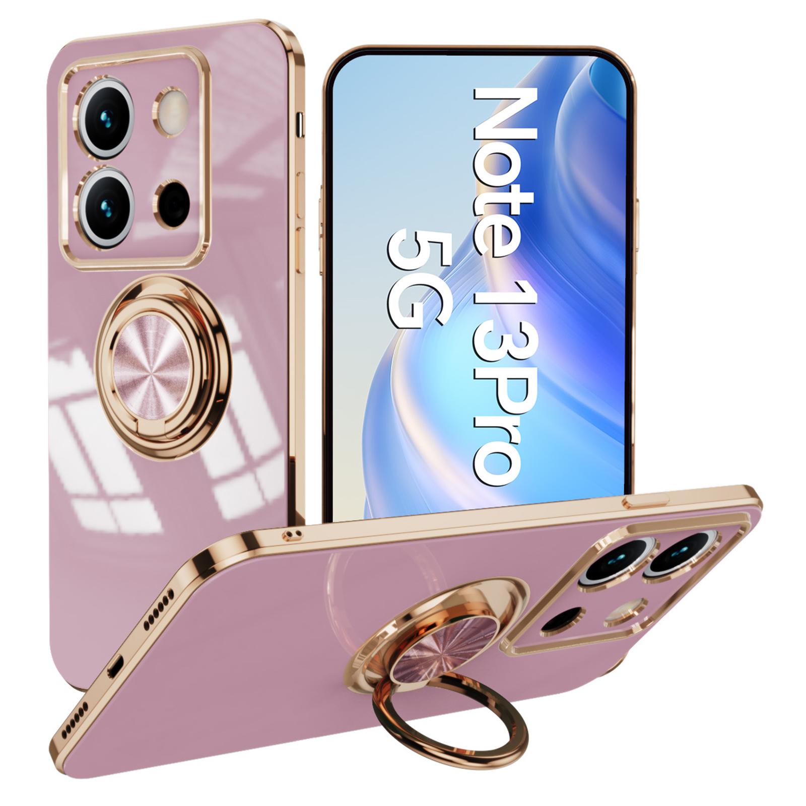

For Xiaomi Redmi Note 13 Pro 5G/Poco X6 5G Case Precise Cutouts 6D Electroplating TPU Phone Cover with Ring Holder Light Purple