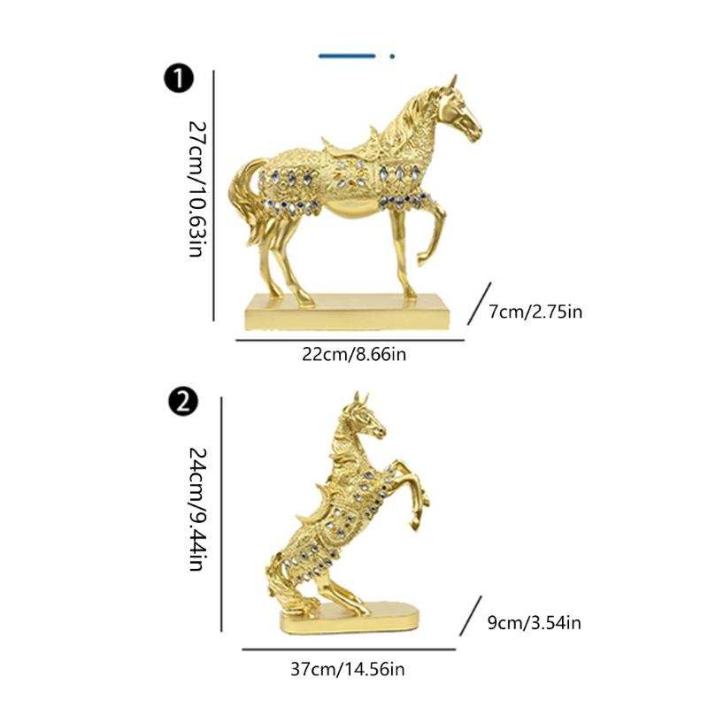 Resin Horse Statue Sculptures Decorative Animal Figurines Tabletop Ornament Symbols Wealth Career Home Decorations