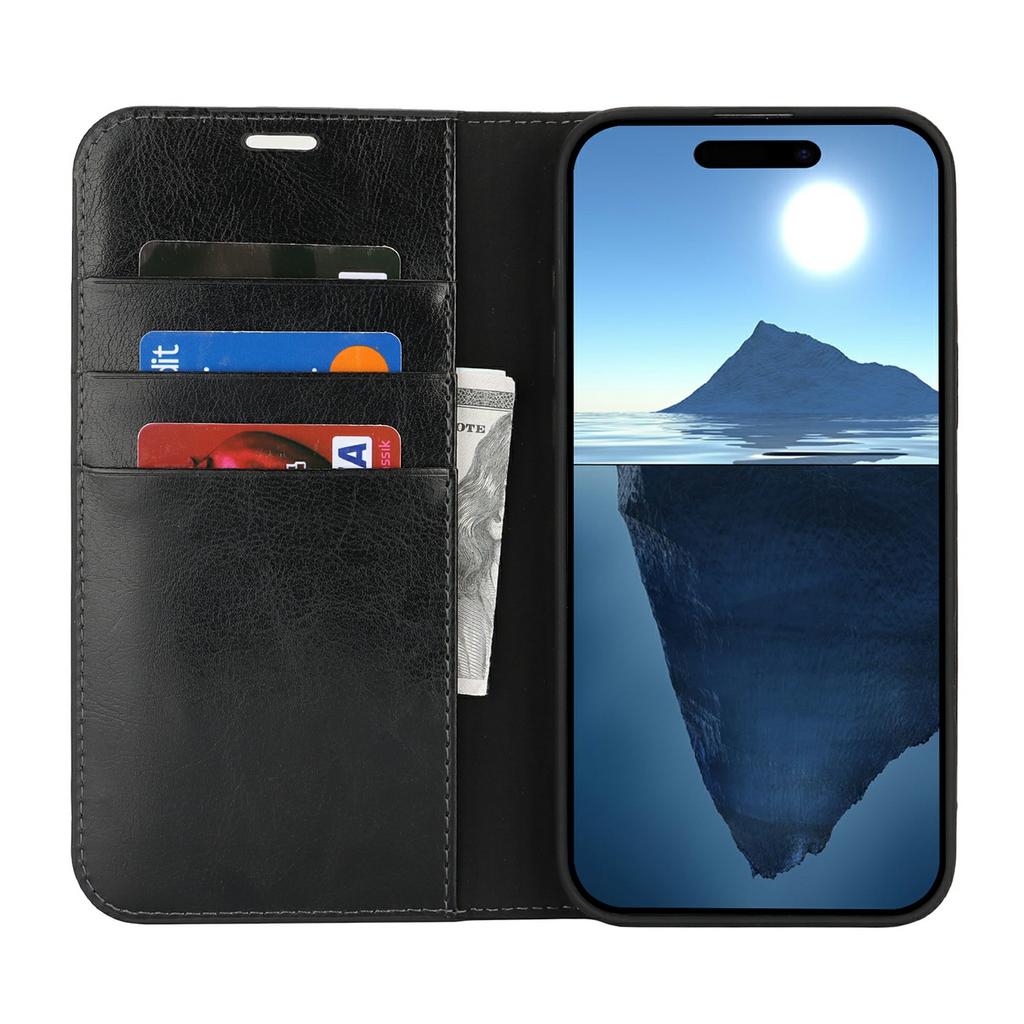 For iPhone 16 Case Crazy Horse Texture Split Leather Wallet Phone Cover