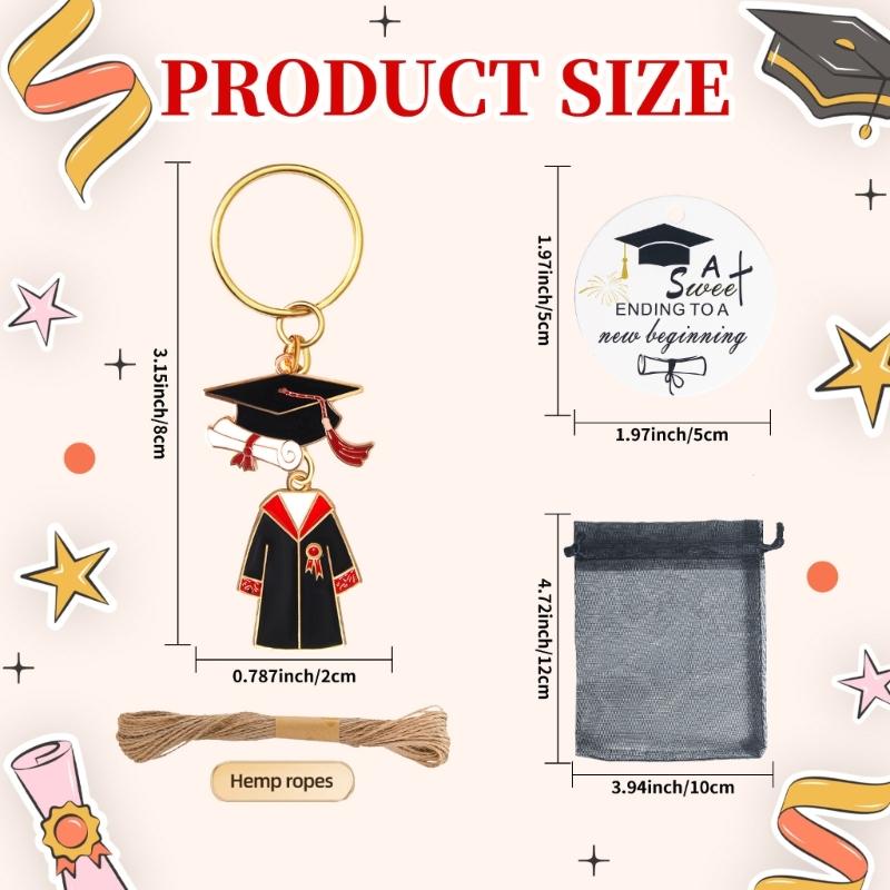 20pcs Zinc Alloy Keychains Graduate Key Rings with Bag Graduation Souvenirs For Educators Students Nurses Boys Girls