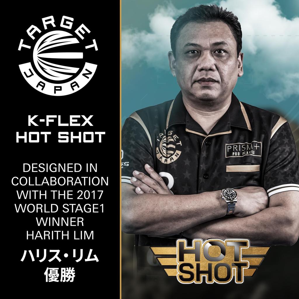 Target Japan HOT SHOT Harris Lim Player Model NO2 Standard Flights and Shafts Integrated Shaft and Flight Design Pack of 3 Professional Darts