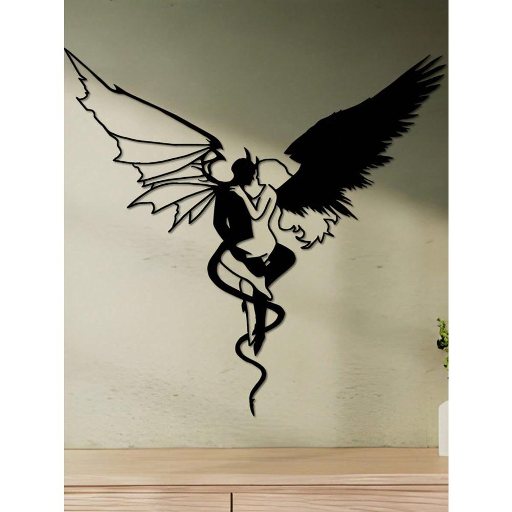 Wrought Iron Angel Devil Wall Decor Minimalist Home Art