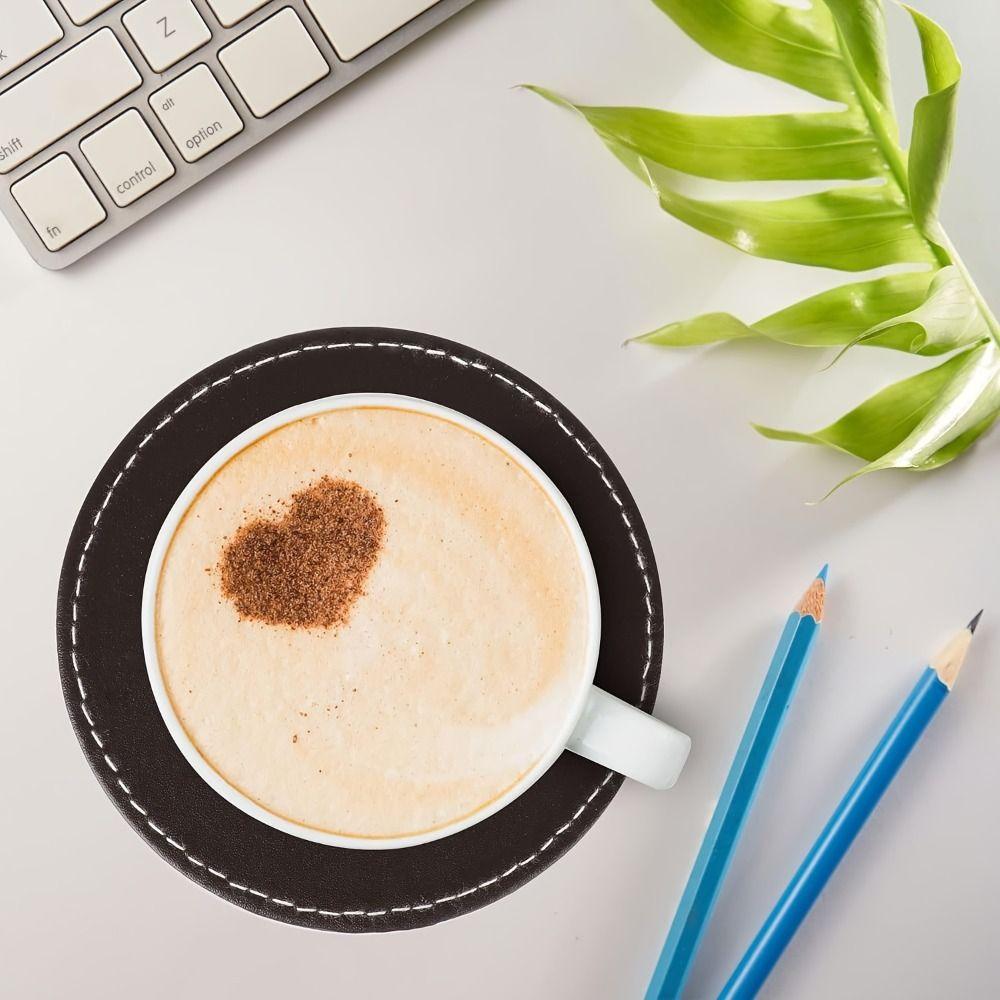 6 Stück rutschfeste Leder-Untersetzer Hitzebeständige Isolierunterlage Langlebige Tassenunterlage für Tee/Kaffee Küche