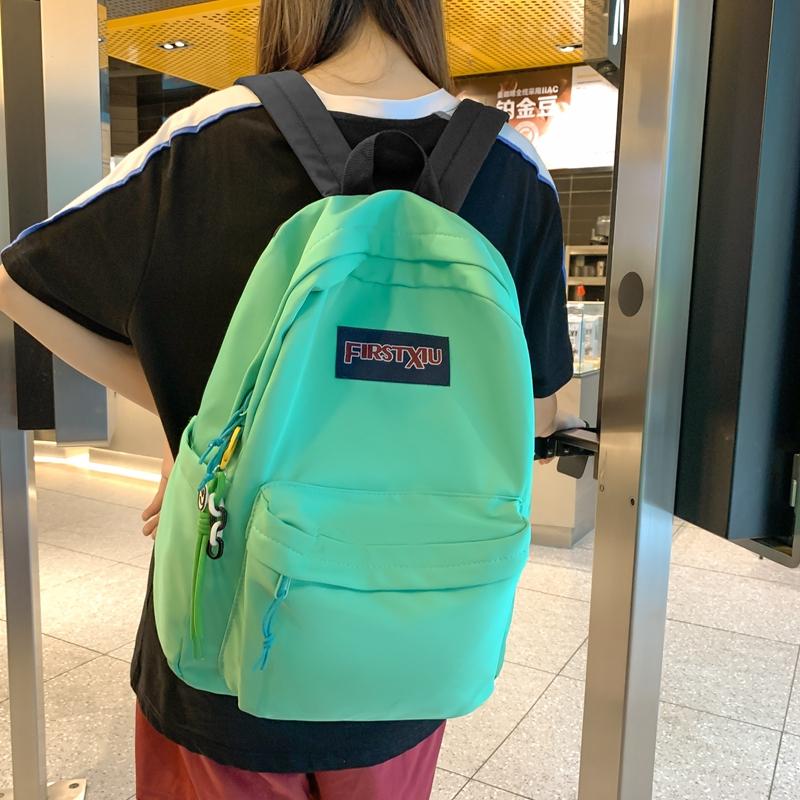 Female Solid Color Backpack Junior Senior High School Student Schoolbag Large Capacity Backpack Girls