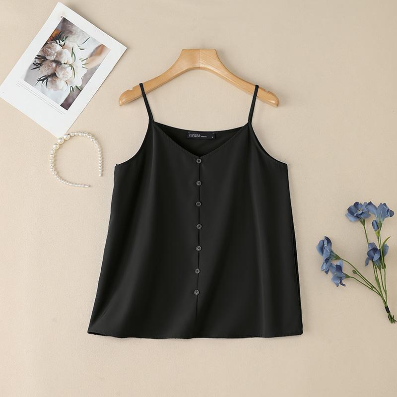 ZANZEA Womens Summer Solid Color Casual Sleeveless Straps Sling Camisoles