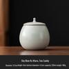 Beige Airtight Ceramic Tea Canister for Black, Pu-erh, Longjing Tea - Small, Moisture-Proof Storage Container