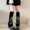 Aesthetic  Knit Leg Warmer With Rabbit Motif Soft Acrylic Leg Sleeve Boot Socks Stretchy Cuffs For Women Girls