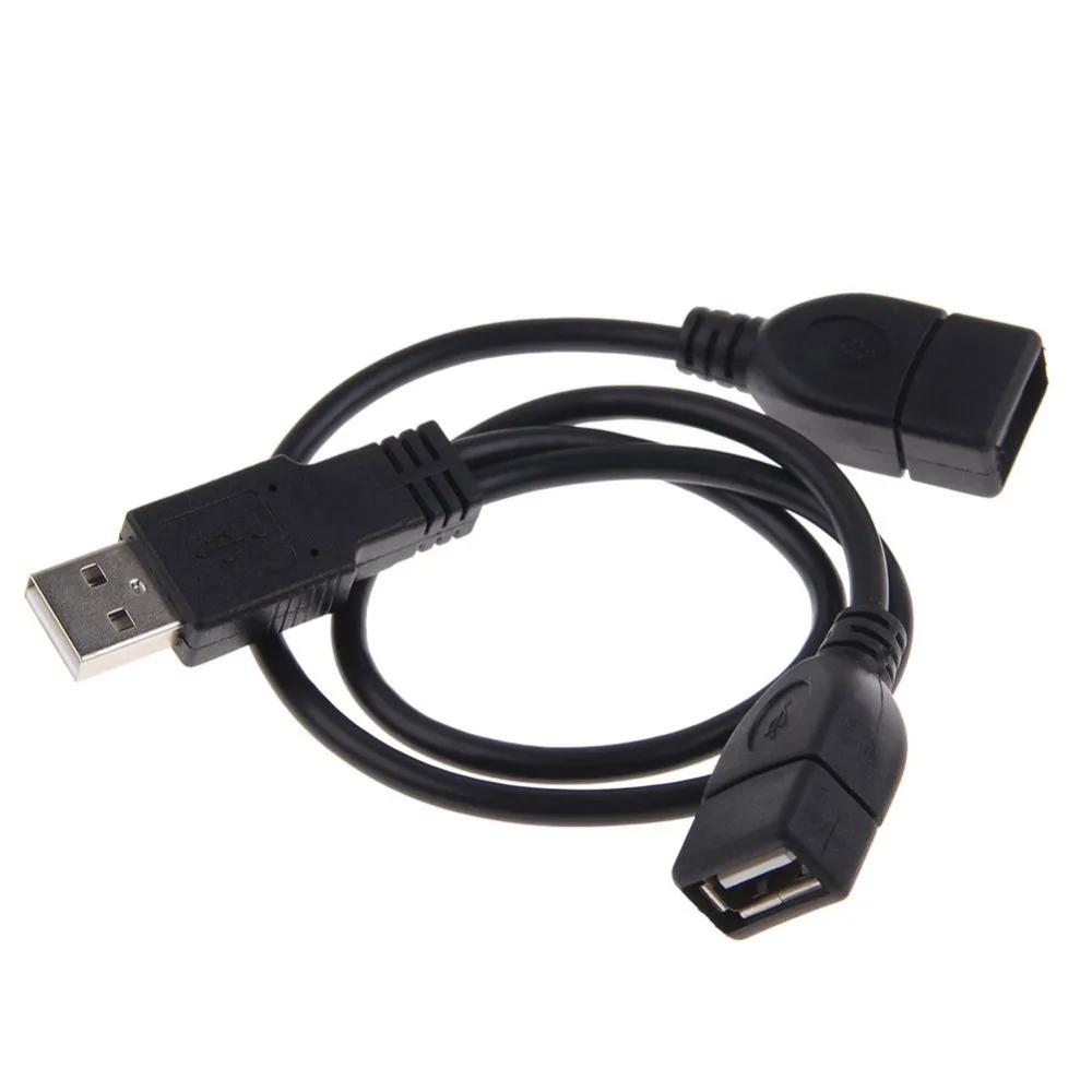 High Quality USB 2.0 Cable USB Double Splitter Adapter Cable One To Two Female To USB 2 Male Charging Data Cable