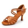Women's Silk Soft Sole Latin Dance Shoes - Medium-High Heel, Lightweight, and Professional for Adults & Big Kids.