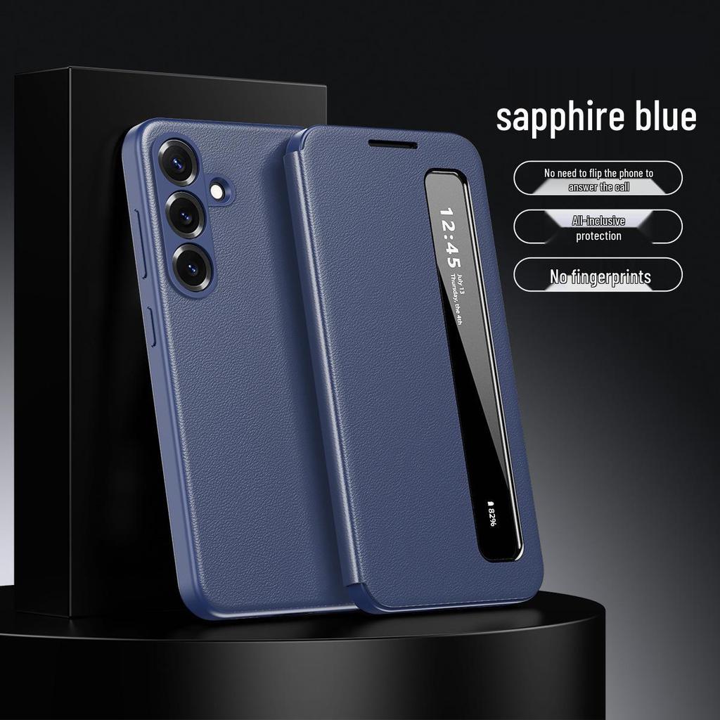 Samsung A-Serie Leder-Klapphülle: Kompatibel mit A16, A56, A55, A36 - Smart Window Business Cover.