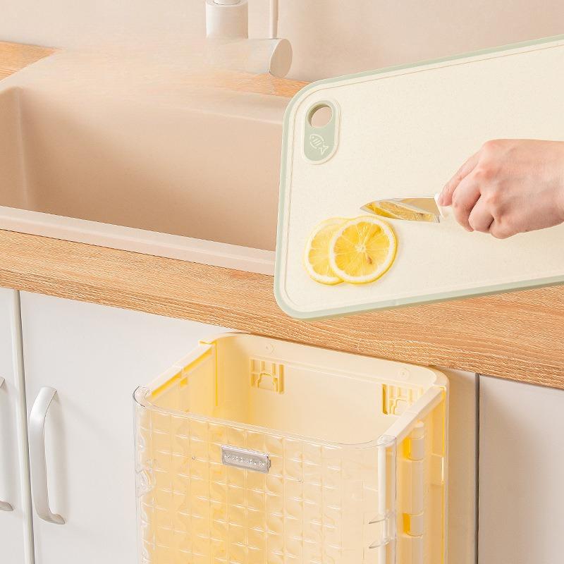 Foldable Wastebaskets Household Kitchen Waste Recycle Bins Suspended Suspend Trash Kitchen Large Capacity Transparent Trash Cans