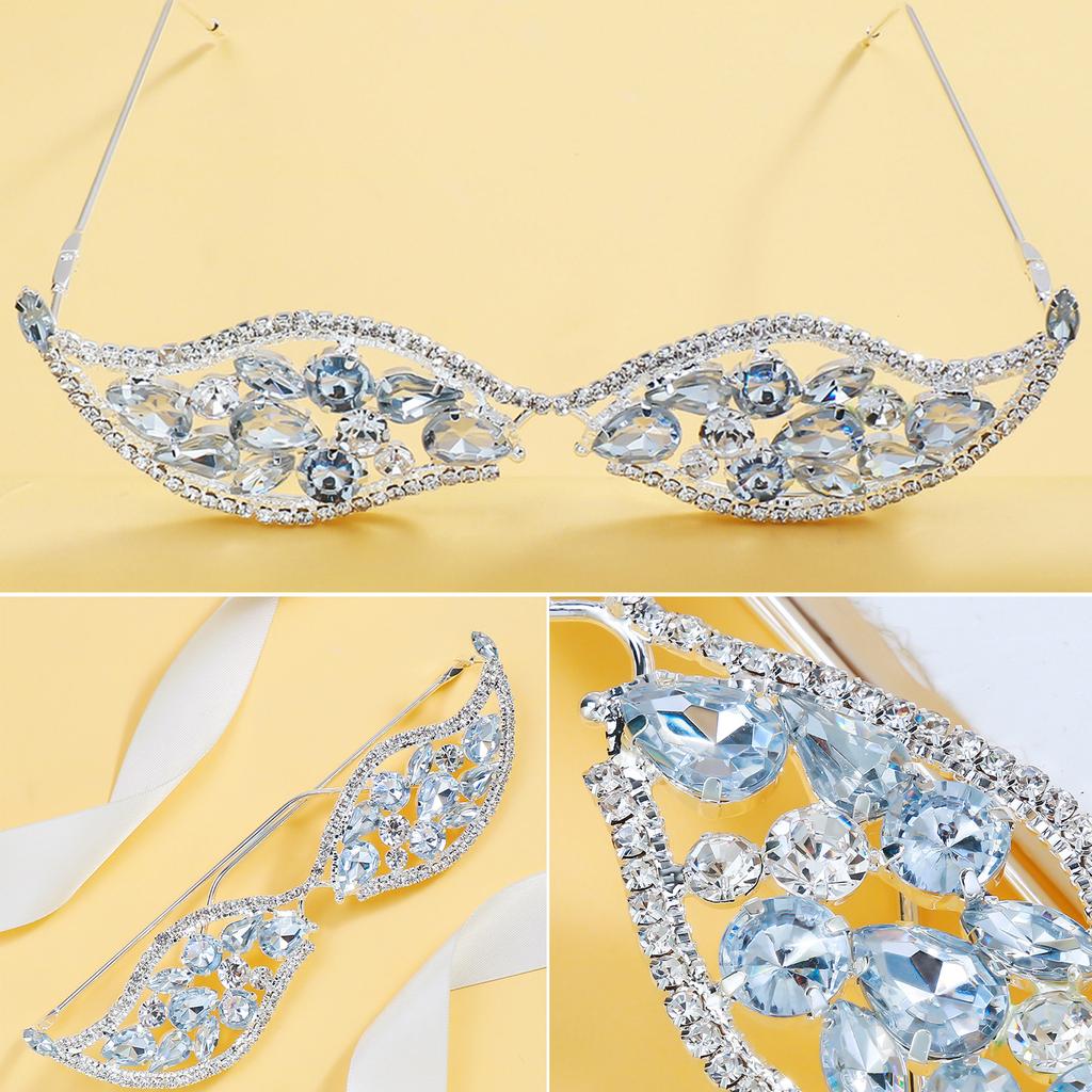 Rhinestones Eyeglasses Frame Crystal Geometric Face Decorative Frame Face Jewelry No Lens Sunglasses Frame Party Eyewears