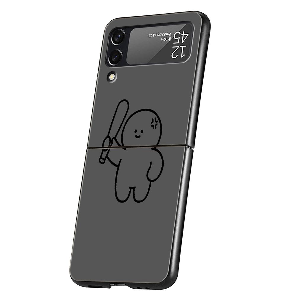 

Matchman Cartoon Hard PC Phone Case For Samsung Galaxy Z Flip 5 4 3 Black Cover For Galaxy Z Flip 6 Foldable Shockproof Case Bag for Z Flip