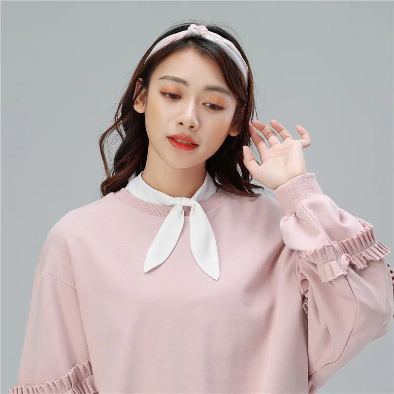 Perfect Match Fashion Bowknots Fake Collar Tie Ladies White Shirt Detachable False Collar Lapel Blouse Top Decor Clothes Accessories