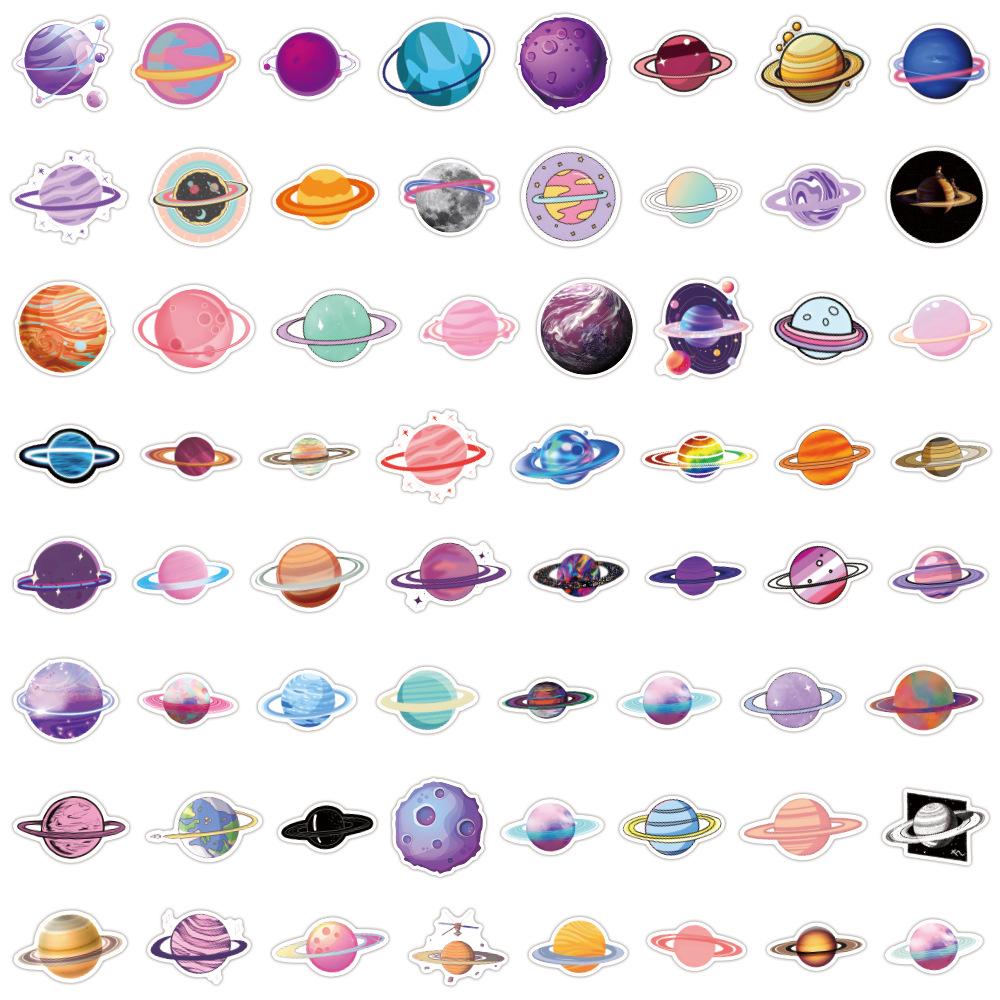 60 Universe Planet Asteroid Graffiti Stickers Window Notebook Water Cup Trolley Case Personalized Waterproof Stickers