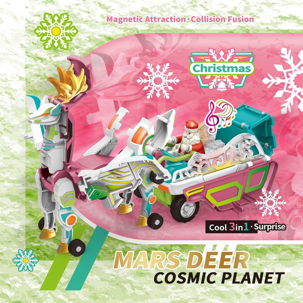 Mars Deer Two-in-One Magnetic Deformation Toy: Silver Wing Dragon & Flying Pegasus