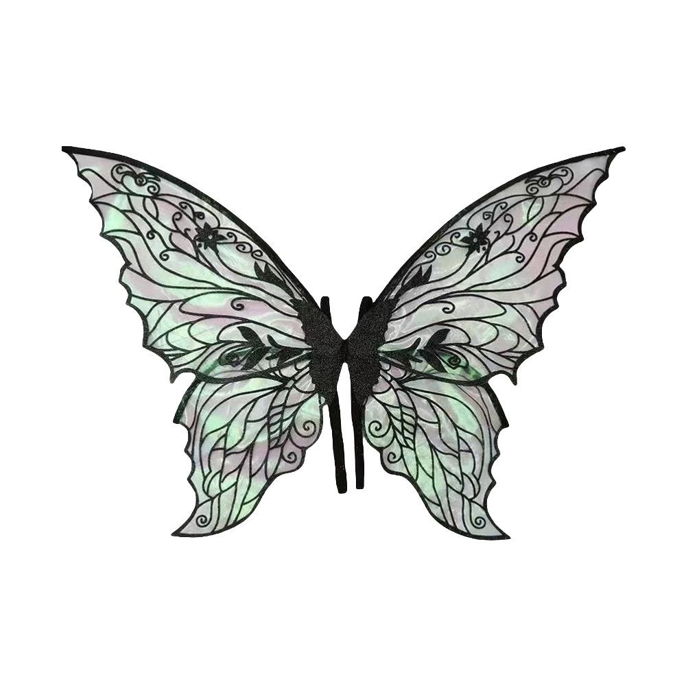 Funny Princess Angel Wing Fairy Wings Organza Sparkling Angel Wings Dress UP Butterfly Wings for Women Girls Elf Cosplay Wing чёрный
