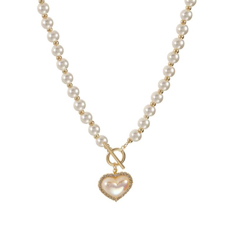 Ins Супер-фея Темперамент Жемчуг Имитация Любовь Ожерелье Холодный Ветер Простой Сладкий Ot Пряжка Ключица Цепочка Женская 1