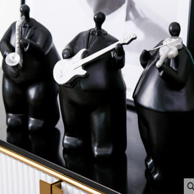 Resin Handicrafts Simulated Human Figure Sculpture Musical Instrument Cartoon Band Character Sculptures Home Decoration