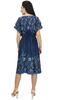 Bimba Women's Drawstring Waist Knee Length Dress Navy Blue Summer Casual