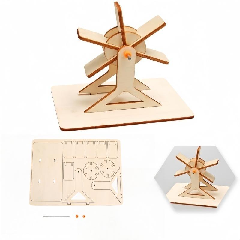 Creative Kids Technology Small Invention Wooden Water Wheel Toy Creative DIY Scientific Experiment Puzzle Homemade Physics Toys