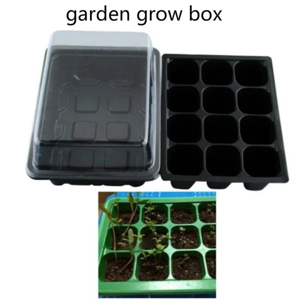12 Cells Plastic Nursery Pots with Breathable Hole Planting with Dome Base Garden Grow Box Plant Seed Tray Kit Germination Box