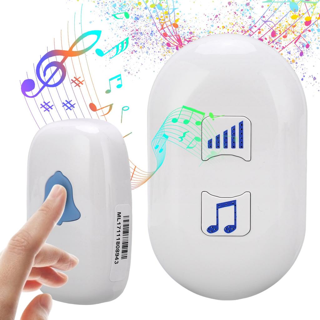 Wireless Doorbell 38 Ringtones 4 Volume Levels Elderly Pager Waterproof Door Bell for HomeEU Plug