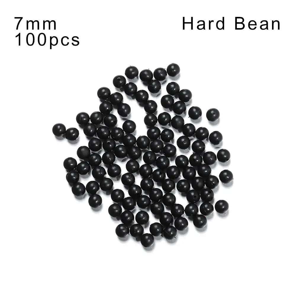 100Pcs Fishing Beads Space Stopper Black 3mm-12mm Round Soft and hard beans Fishing Lures bait Hook Rig Accessories
