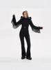 2025 Autumn/Winter Women's Tassel Hooded Ski Cotton Jacket with Belt