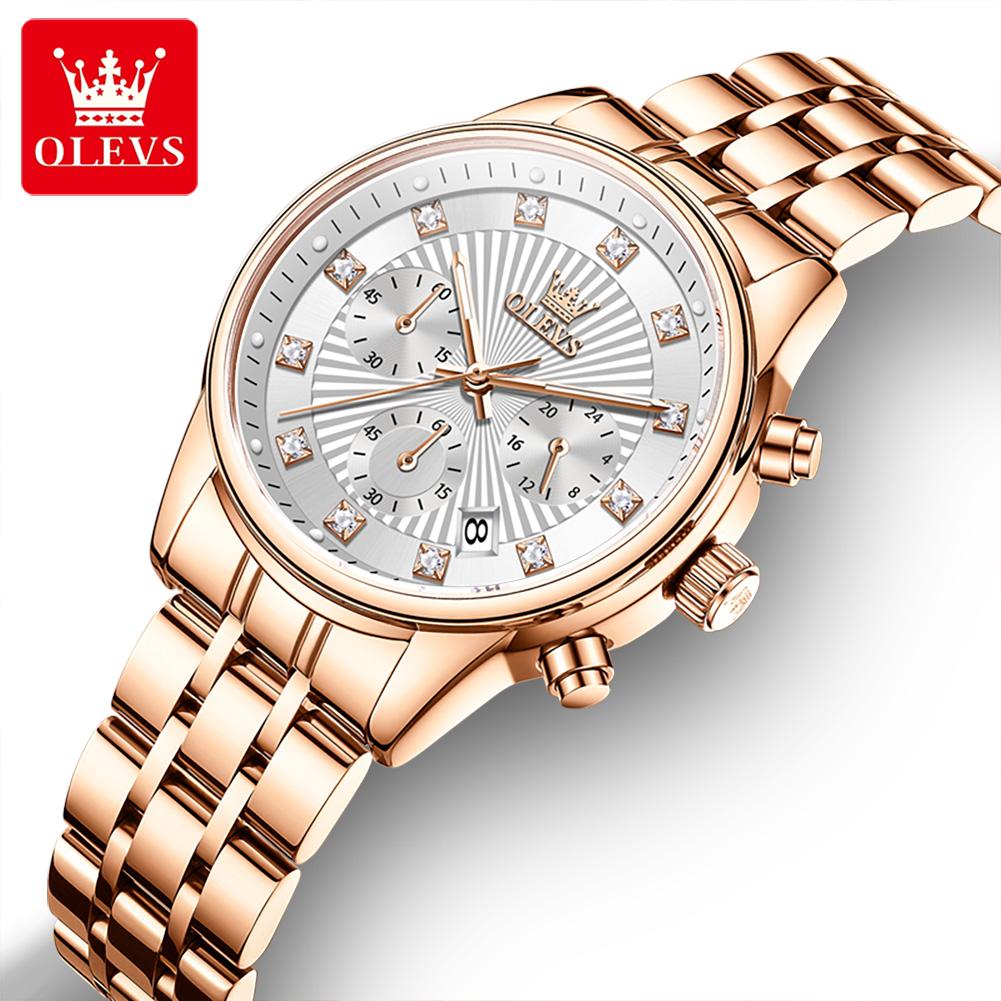 New Business Womens Watches Luxury Leather Chronograph Quartz Watch for Ladies Fashion Wristwatch Relogio Mujer