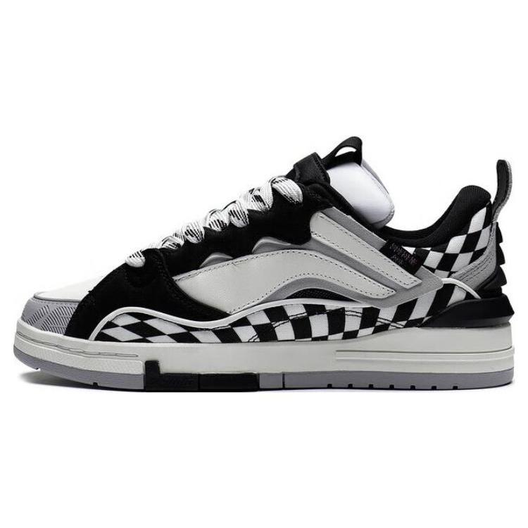 New LiNing Wave Golden Anti Slip Wear Resistant Low Top Skateboard Shoes Men's Black White AECS073-8