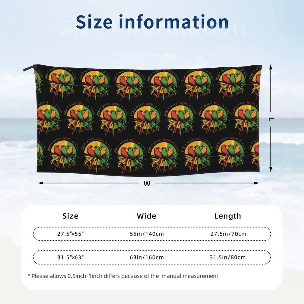 Kawaii Three Little Birds Reggae Beach Towel Soft Microfiber Quick Dry Absorbent Quick Towels For Bath