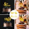 4 Pcs Card for Eid -Fitr Moon Cake Picks Toppers Insert Wooden Stick Decor Party Flags Dessert