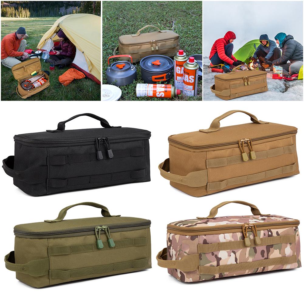 Large Capacity Tactical Camping Storage Bag with Handle Camping Cookware Organizer Double Zippers for Camping Hiking Travel