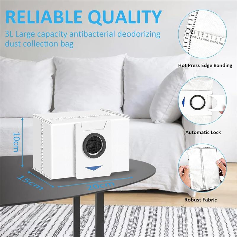 Accessories Kit For Ecovacs Deebot T20 Omni / T20e Omni / X1 Omni Robot Vacuum Cleaner,Dust Bags,Side Brushes,Mop Cloth-B61B