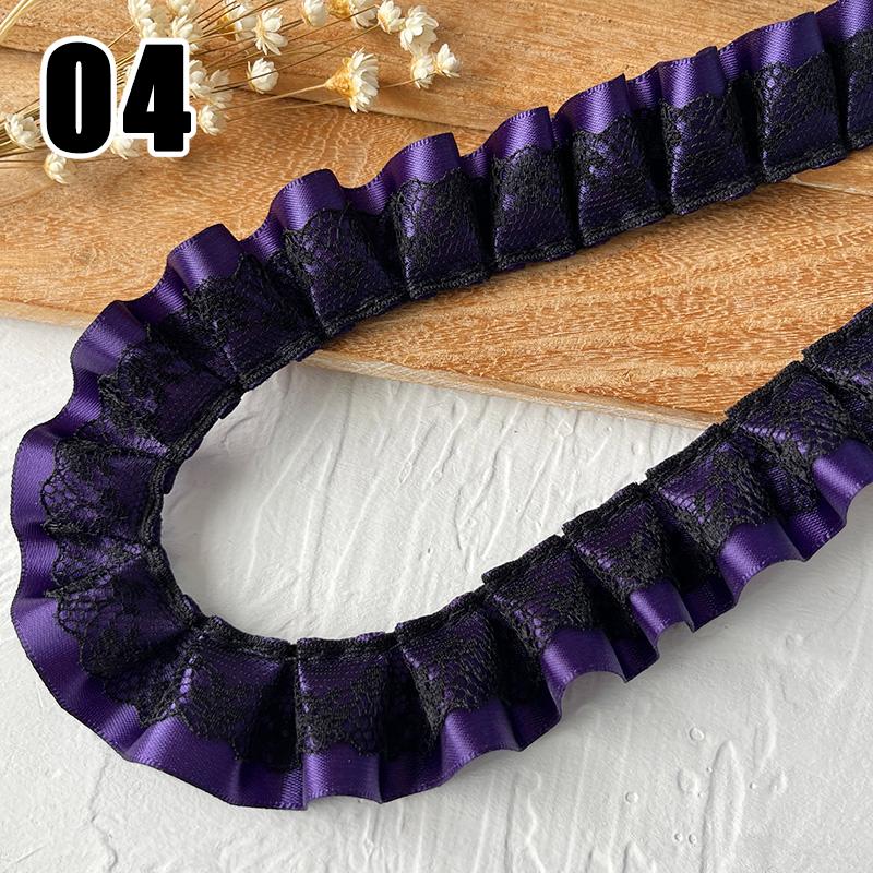 9M Lolita Lace Bead Ruffled Lace Fabric Pleated Edging Satin Ribbon Diy Baby Clothing Skirt Curtain Furniture Decor Lace Trim