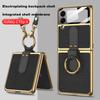 Phone Case For Samsung Galaxy Z Flip3 /4 5gcase Ring Holder Stand Crossbody Shoulder Strap Silicone Anti -Scratch Shookproof Cover