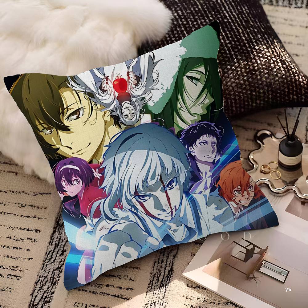Poszewka na poduszkę z postacią z kreskówki Bungo Stray Dogs Prezent Toon Poszewka na poduszkę Sypialnia Dom Sofa Krzesło Siedzenie Dekoracja Poszewka na poduszkę
