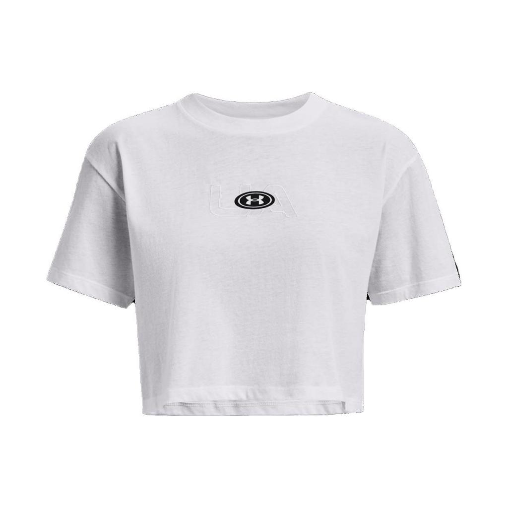 Under Armour Solid Color Crew Neck Pullover Short Sleeve T-Shirt Women Tops White 1376751-100