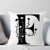 Black And White Letter Pattern Throw Pillow Cover With Short Plush Print For Living Room Sofa Decoration Cushion Cover