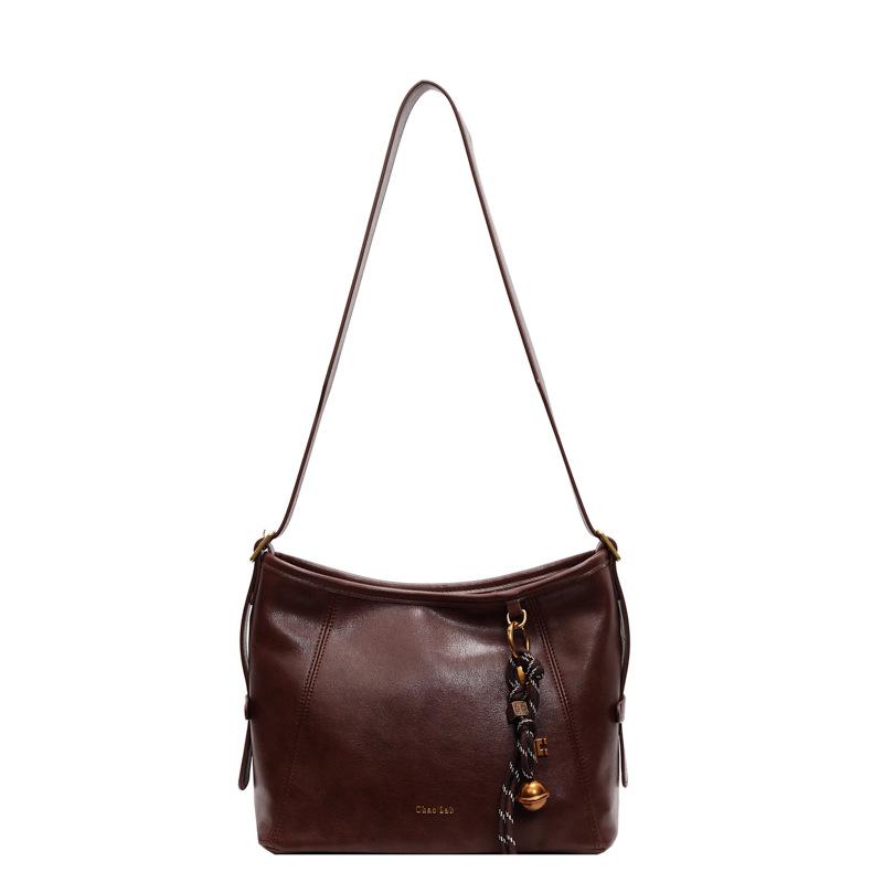 

Large-capacity bag women s autumn and winter versatile new simple shoulder messenger bag high-grade texture commuter bucket bag коричневый